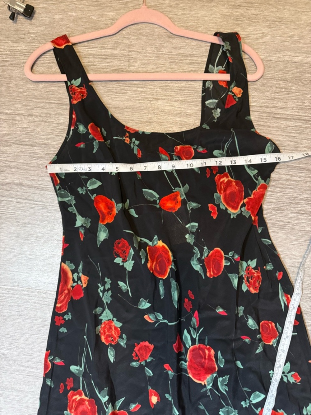 RIXO Bondi Silk Midi Dress Black Red Rose Floral Cottagecore Romantic Date M - Picture 6 of 9